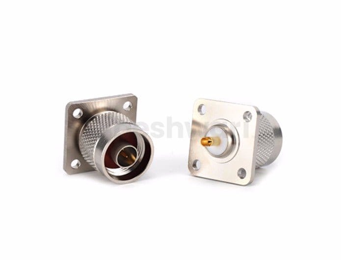 N Male 4Holes Flange Terminal RF Panel Connector
