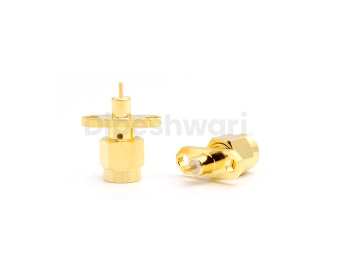 SMA Male 2Hole Flange Mount Connector, 50 Ohm