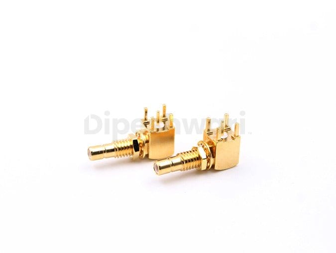 SMB Male Bulkhead RA Connector For PCB, 50Ω RF